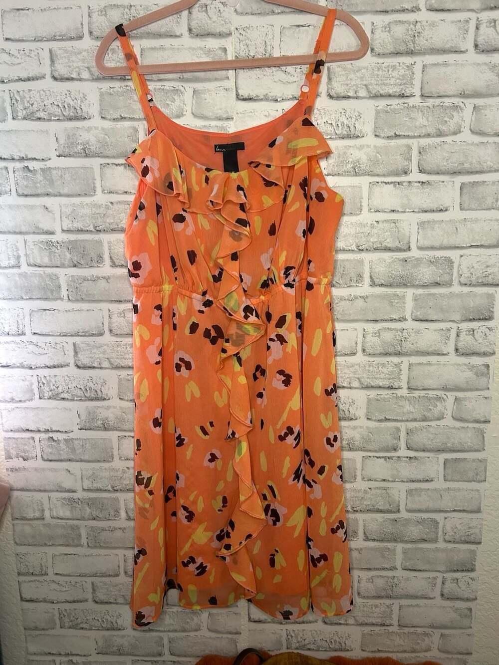 Lane Bryant Sleeveless Ruffle Chiffon Floral Midi Dress